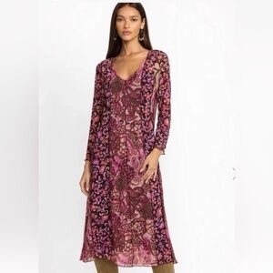 Johnny Was Agatha Mesh MIDI colorful Spring dress Medium